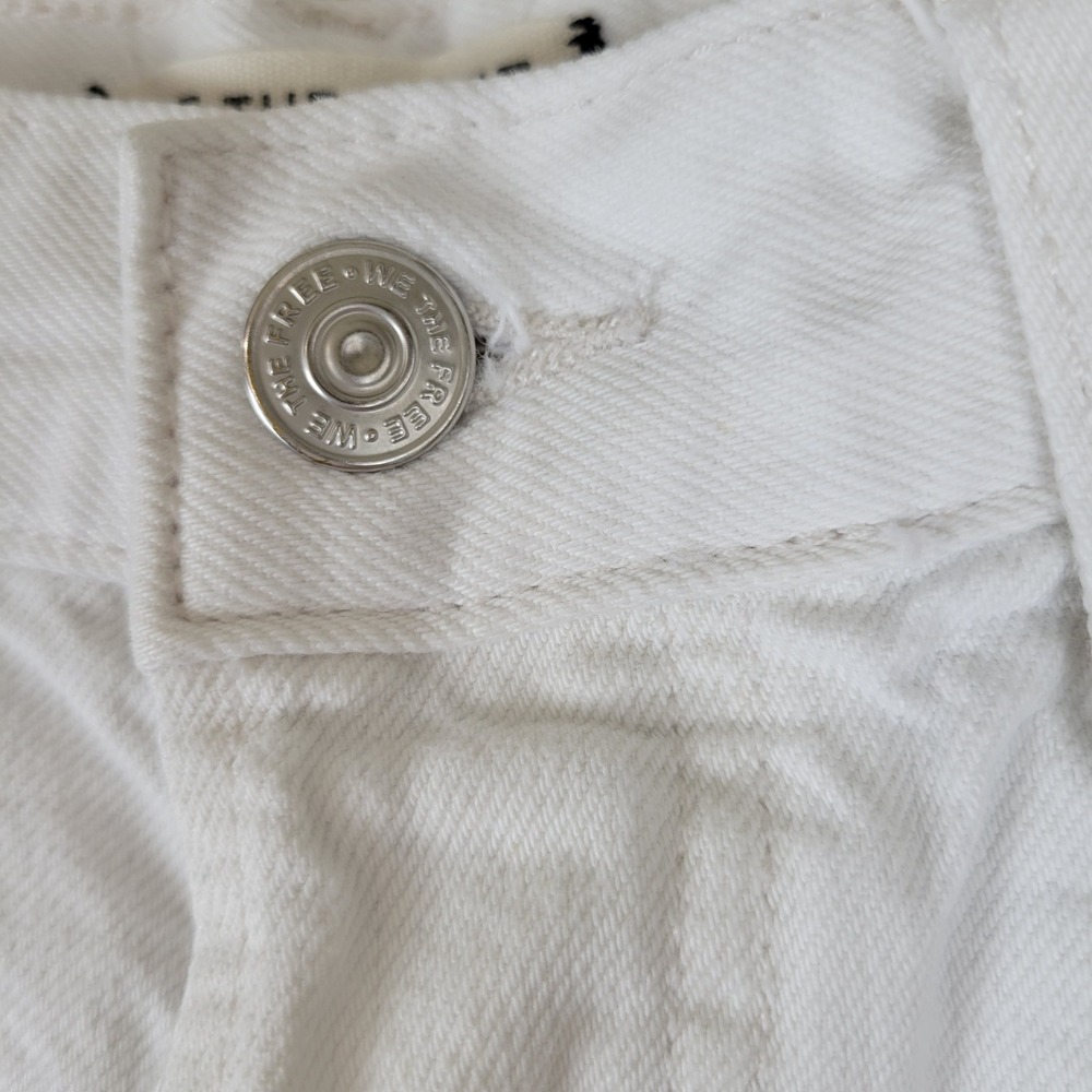 We The Free Free People White Denim High Rise Bermuda Shorts Button Fly Size 29 - Picture 3 of 15